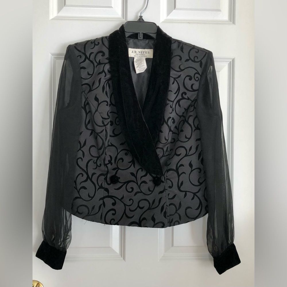 VINTAGE J.R. NITES BY CALIENDO PETITES SIZE 10 MADE IN U.S.A.  BLACK CRUSHED